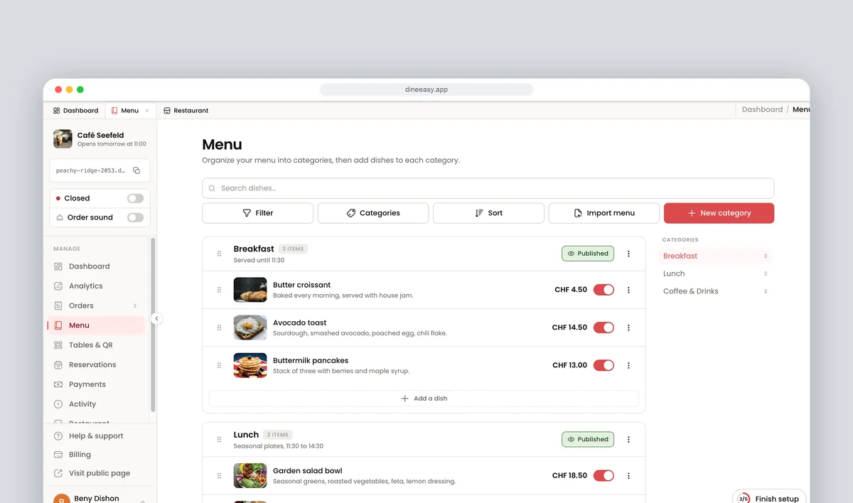Menu editor