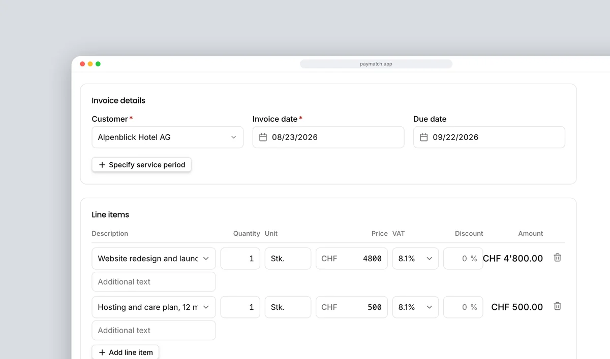 Invoice editor