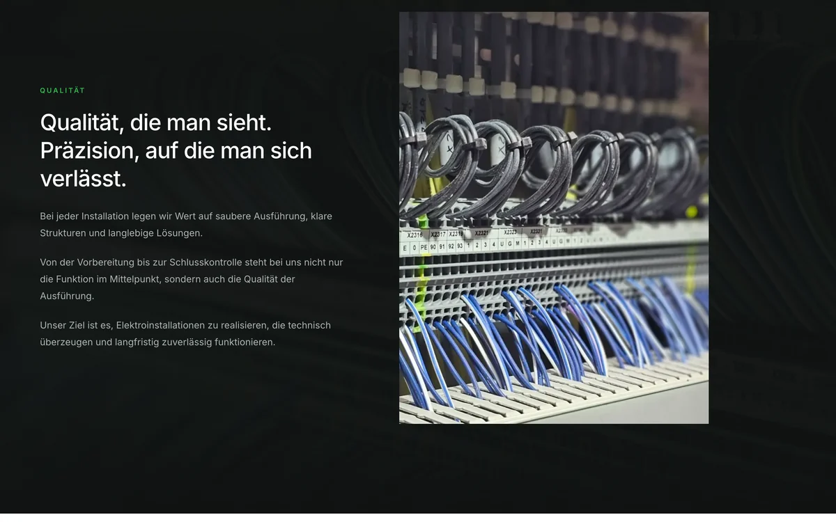 Prime Elektro AG - quality section with cabling